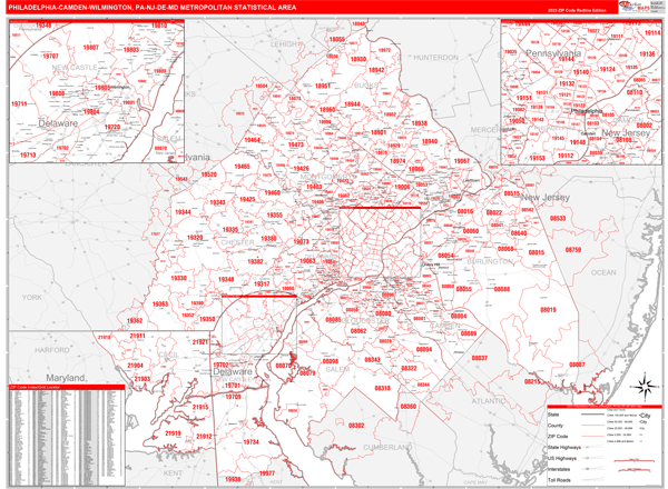 Philadelphia-Camden-Wilmington Metro Area Wall Map